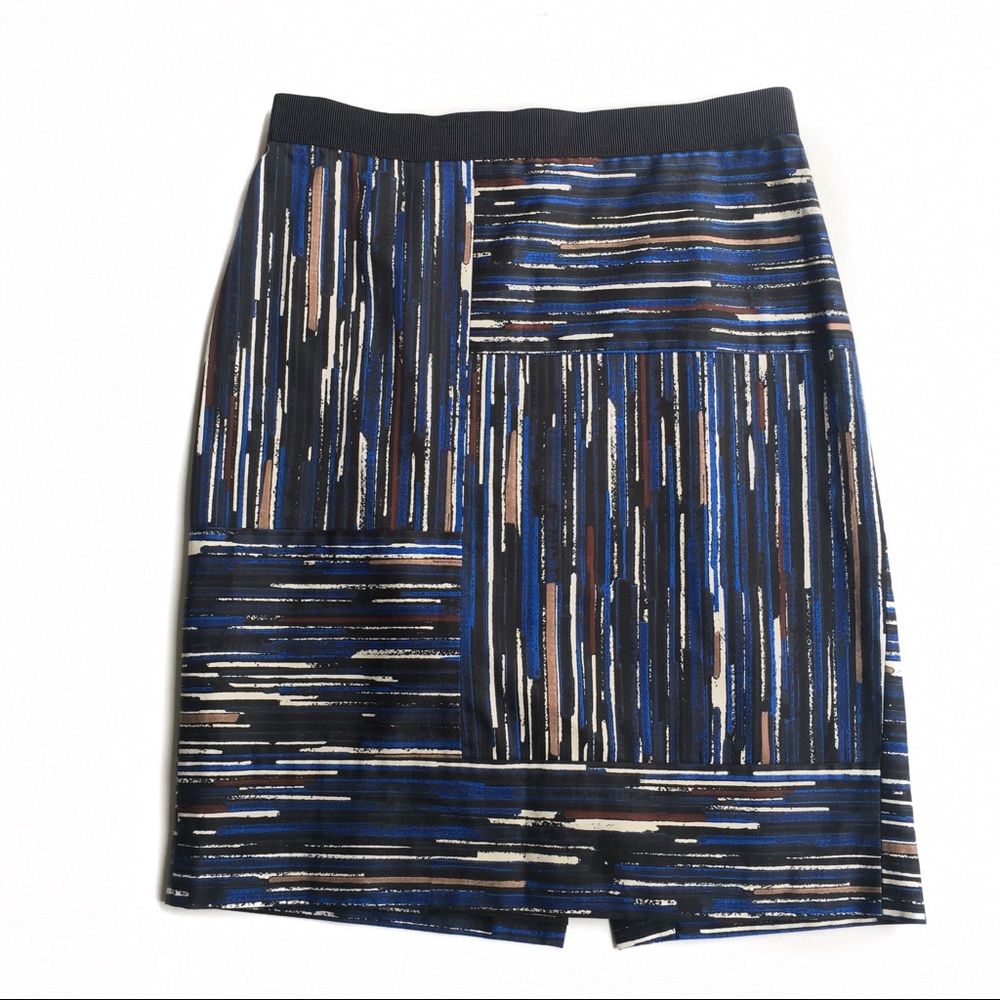 Ann Taylor Blue and Black Striped Pencil Skirt